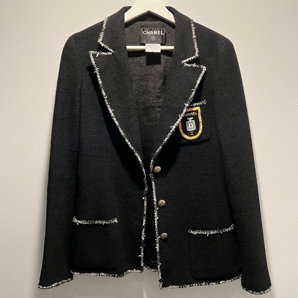CHANEL Iconic 2005 Runway Embellished Midnight Blue Wool Blazer Vintage Jacket M - Picture 8 of 11
